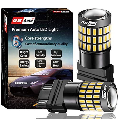 GBAuto WD-02-01 3156/3157/4157 1400 Lumens Super Bright Low Power 3156 3157 3057 4157 LED Bulbs with Projector Replacement for Back Up Reverse Tail Brake Lights,6500K Xenon White, 2 Pack