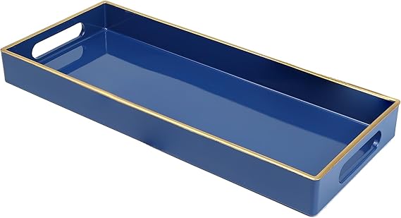 Amazon.com: Leemxiiny Blue Bathroom Vanity Tray for Countertop, Small Plastic Toilet Tank Tray ...