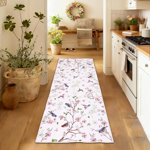 Tapete corredor lavable 2x6 floral ave miniatura 1