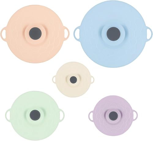 Miniatura 6 de 5 tapas de silicona de varios tamaños a prueba de derrames, apta para microondas, tapa de silicona para tazón, plato, olla.