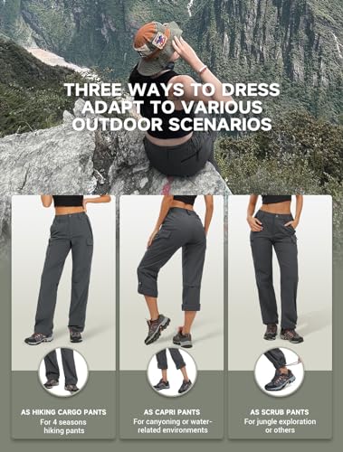 Moosehill Women'S Hiking Cargo Pants Quick Dry Lightweight High Waist Pants For Work Travel Outdoor And Casual With 5 Pockets  thumb #5