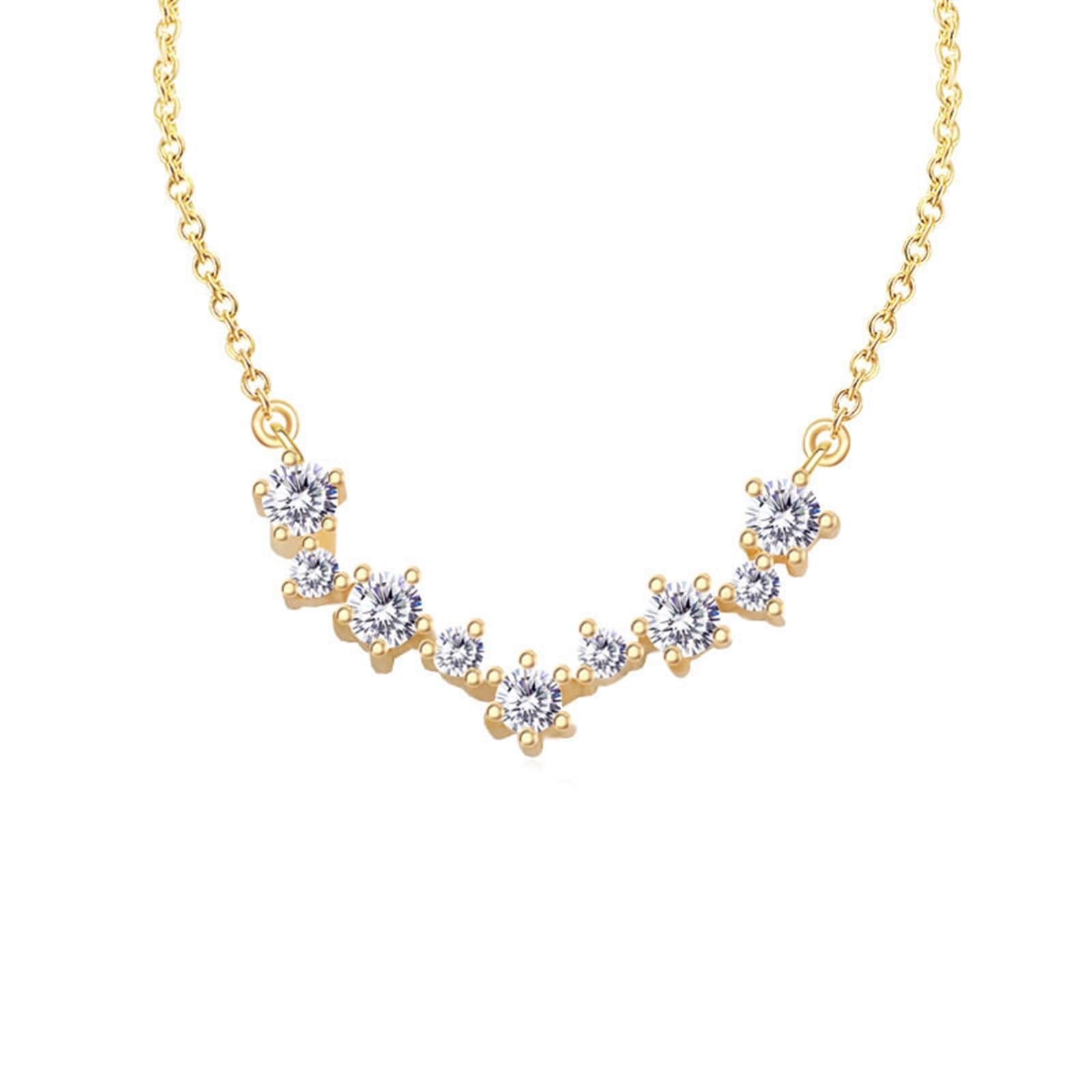 Epinki Collar Boda Oro 9K/14K/18K para Mujer, Moissanita Blanca Redonda Sencillo Piedra Colgante Joyeria Cadena 40+5CM