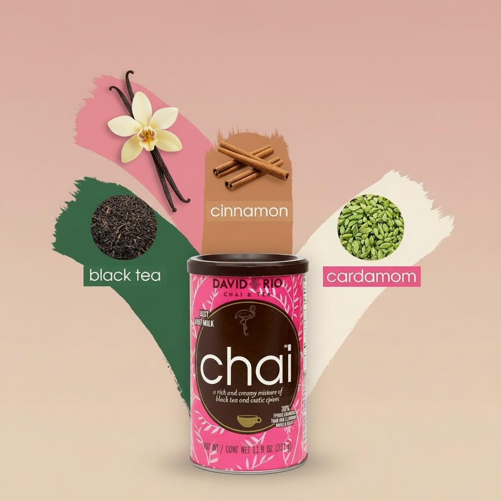 David Rio Chai Vanille Flamingo Vanilla 337g instantánea té Chai Pack 2 unidades