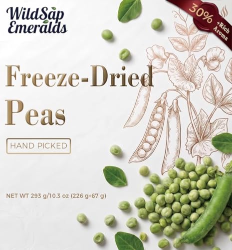 WildSap Emeralds Freeze Dried Whole Peas (293g/10.33 Oz) - Whole Green Peas in Resealable Pouch for Soups, Stews, Rice, Pasta, Camping Meals & Everyday Cooking