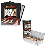 Grillaholics Beginner Smoker Bundle - Included Mesh Grill Mat Stainless Steel Smoker Box
