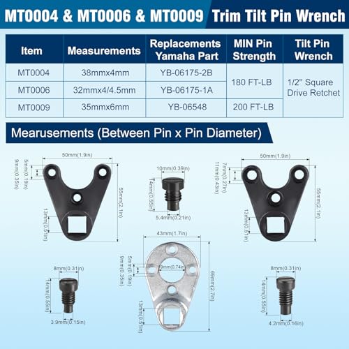 Image of Outboard Trim /Tilt Pin Wrench Tools Set MT0004 /MT0006 /MT0009 Compatible with Yamaha Suzuki Johnson Evinrude