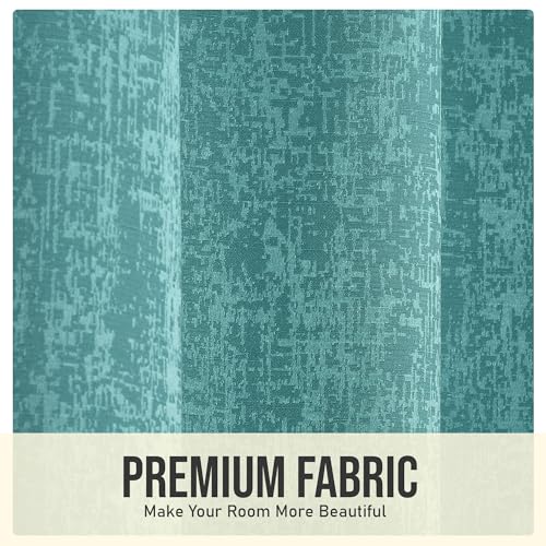 Image of FRESH FROM LOOM Supreme Texture Polyester Padre| Curtains for Home 7 Feet | Semi Black Out 80% Room Darkening Screens (Aqua | 2pc Double Weaved Parda | Eyelet Ring | Window & Door Curtain)