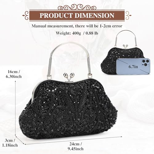 Image of UBORSE 1920s Vintage Clutch Purse Beaded Evening Bag for Women Formal Bridal Sequin Handbag Clutch for Wedding /Prom /Cocktail | 1920s