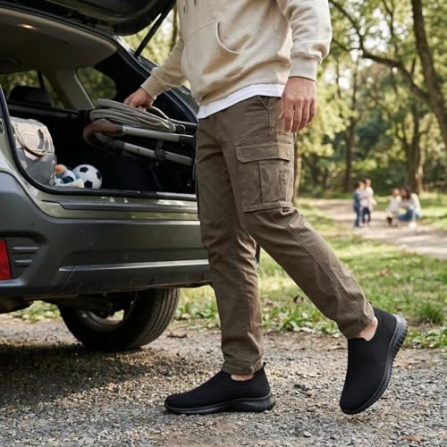 Image of konhill Men's Slip On Walking Shoes Lightweight Breathable Knit Tennis Sneakers Comfortable Casual Athletic Work Shoes for Gym Travel