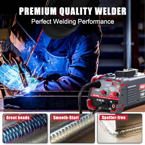 Image of AWT 140Amp MIG Welder Flux Core MIG Welder /Stick /Lift TIG 3 in 1 Welding Machine, Welder Machine 110V-Synergy IGBT Inverter, Portable Gasless Welder Equipment with Welding Helmet