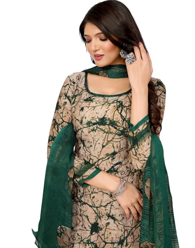 Image of Yashika Women's Crepe Printed Unstitched Dress Material & Unstitched Salwar Suit Material With Dupatta AZ-YS-P4-ADDA GREEN