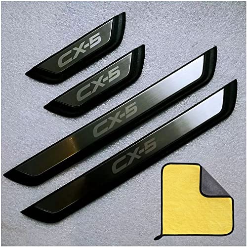 ENFILY Lot de 4 plaques de Protection pour seuil de portière de Voiture - Accessoires pour Mazda CX5 CX-5 2017-2021 - Protection Contre Les éraflures Cover