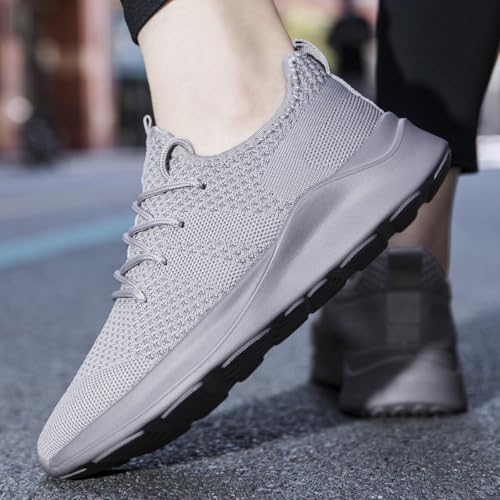 Image of Womens Walking Shoes Lightweight Comfortable Fashion Gym Running Sneakers Non Slip Breathable Workout Tennis Shoes Light Gray 7.5