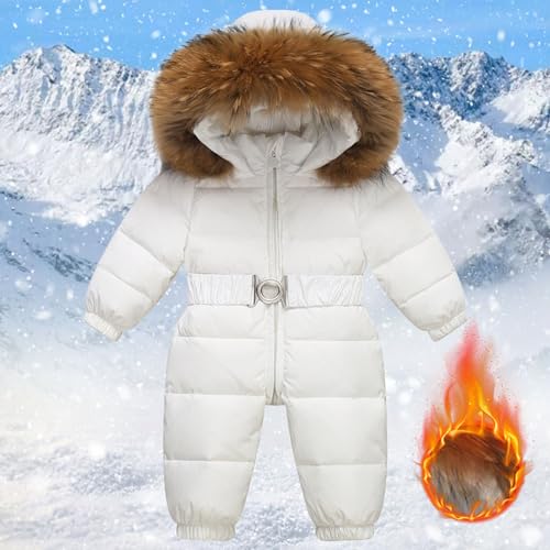 Baby Snowsuit Toddler Boys Girls One-Piece Ski Suit Winter Jumpsuit Romper Hooded Puffer Jacket with Faux Fur Collar2