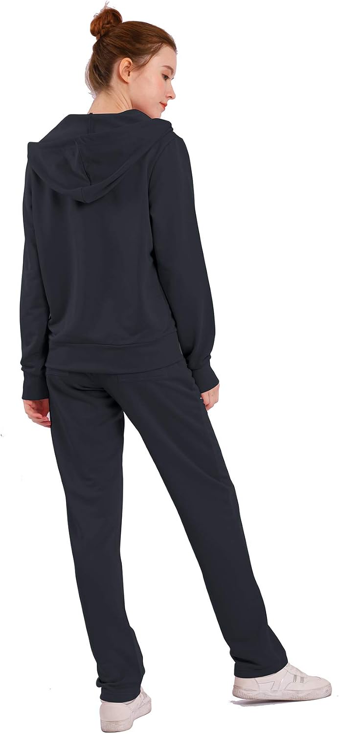 LeeHanTon Women Athletic Jogging Suit Casual Lightweight Zipper Hoodies and Sweatpants 2 Pieces Outfit Sweatsuit Sets Charcoal XX-Large