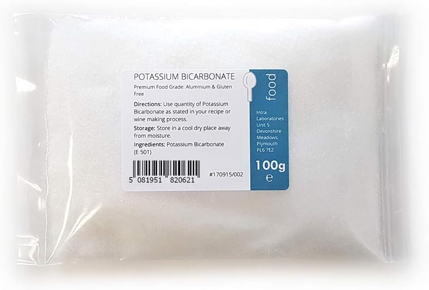 Potassium Bicarbonate 100g - Food Grade Granules - E501-99.9% Pure