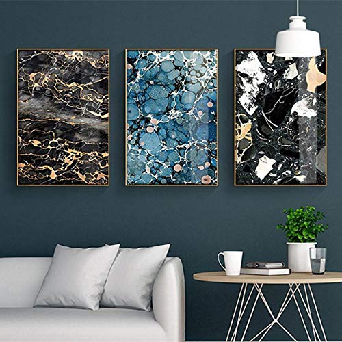 Peinture sur toile nordique texture marbre abstrait lot de 3 toiles