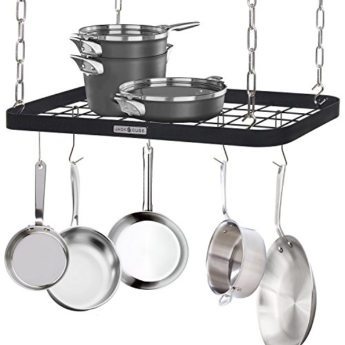 JackCubeDesign Ceiling Mount Grid Pot Pan Rack Hanger Organizer Kitchen Storage Shelf Tray