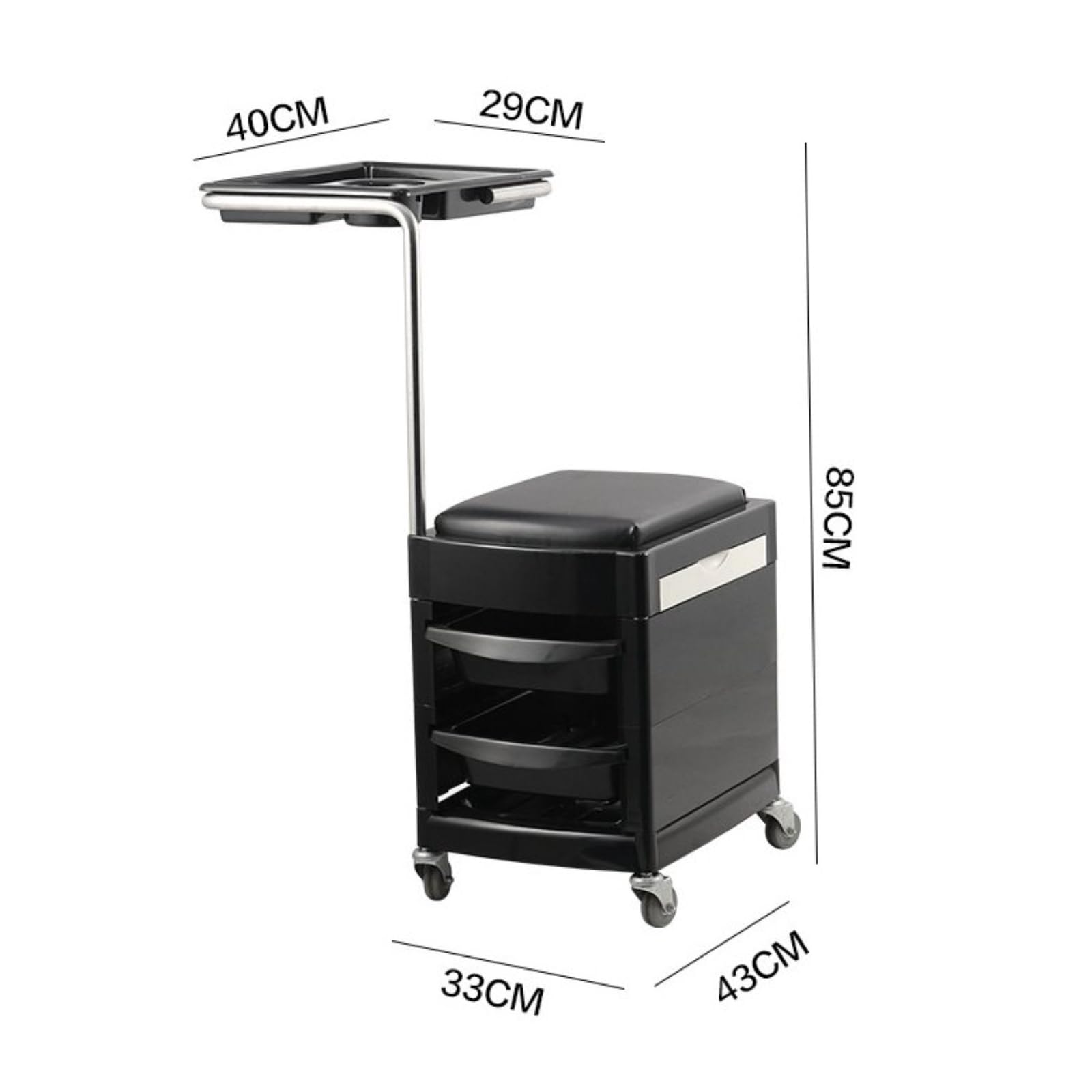 predolo Carrito Manicura con Asiento Compacto Taburete Manicura Multiusos Carrito con Banja para Manicuristas