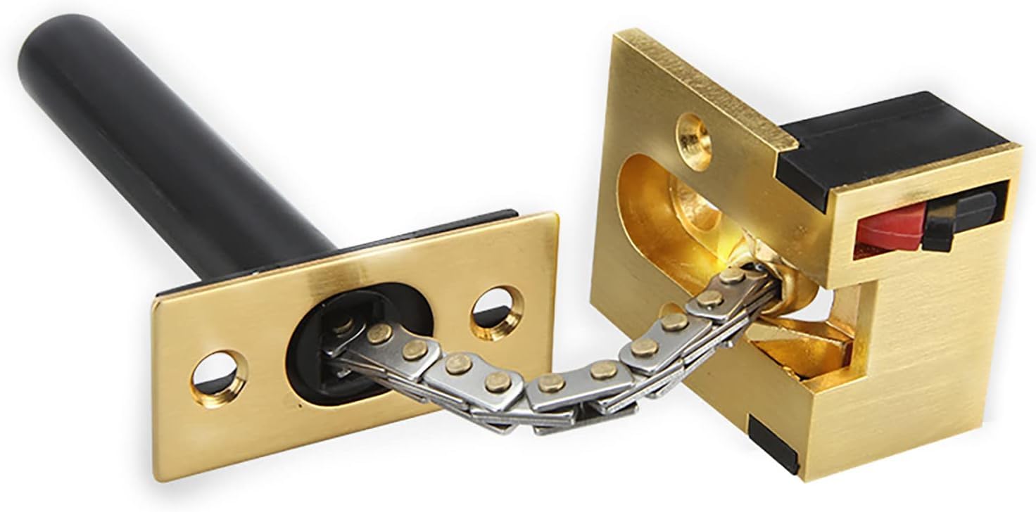 Door Latch， Silent Spring Heavy Duty Door Chain Lock Zinc Alloy Concealed Latch Multicolor(Gold)