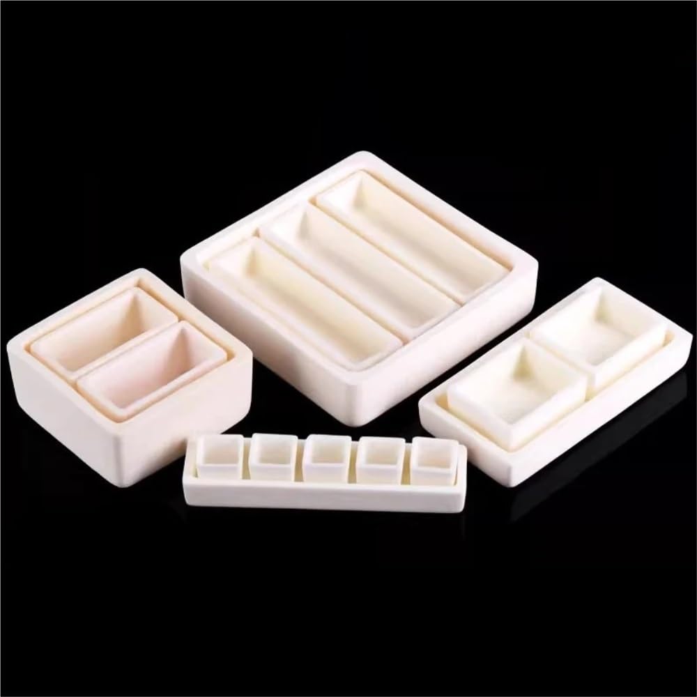 Juego de crisoles de alúmina de alta temperatura for análisis de laboratorio (moldes de combustión de 50-100 mm)(90x65x30mmx12)
