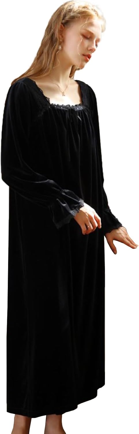 [Nairiya] ネグリジェ レディース 秋冬 パジャマワンピース ロング丈 長袖 ルームワンピース ふわもこ 暖かい ナイトガウ