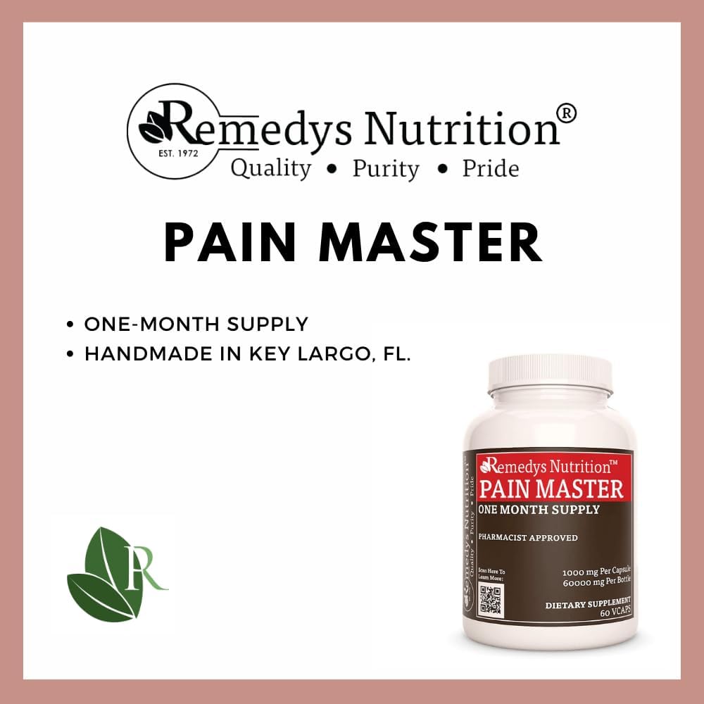 Remedy's nutrition Pain Master | 1,000mg, 60 Vegan Capsules Herbal Dietary Supplement | Two Month Supply