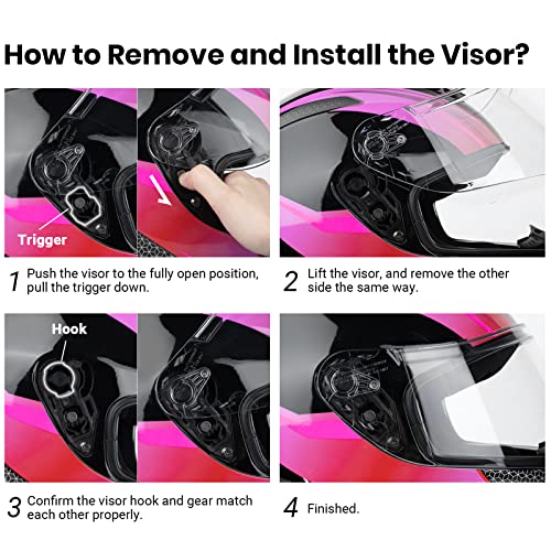 Favoto Motorcycle Full Face Helmet Dot Approved Lightweight Abs Shell Flip-Up Street Bike Helmet With Aerodynamic Design For Adults, Purple, Xl #TOP5