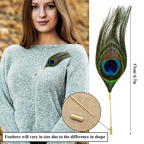 4Pcs Peacock Feather Brooch 20s 50s Fascinator Hats Lapel Stick Pins Plume Boutonniere Tie Scarf Cap Clips by RechicGu - Used condition - Image 5