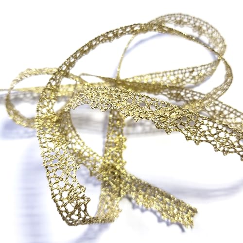 ラメ トーションレース 金色 ゴールド 10ミリ巾×1ｍ レース テープ リボン 服飾資材 手芸 ハンドメイド マテリアル オーナメント 日本製のサムネイル