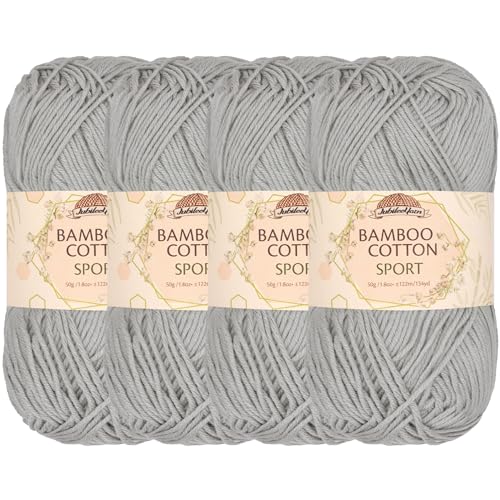 Image of JubileeYarn Bamboo Cotton Sport Yarn - 50g /Skein - Cloudy Grey - 4 Skeins