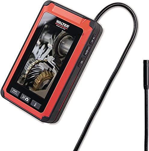WALTER Multifunktionskamera 5-in-1, Endoskopkamera, Entfernungsmesser, Temperaturmesser, integrierte Schwanenhalsverlängerung, hochauflösendes Farbdisplay, Aufbewahrungstasche, LED-Arbeitslicht, Laser