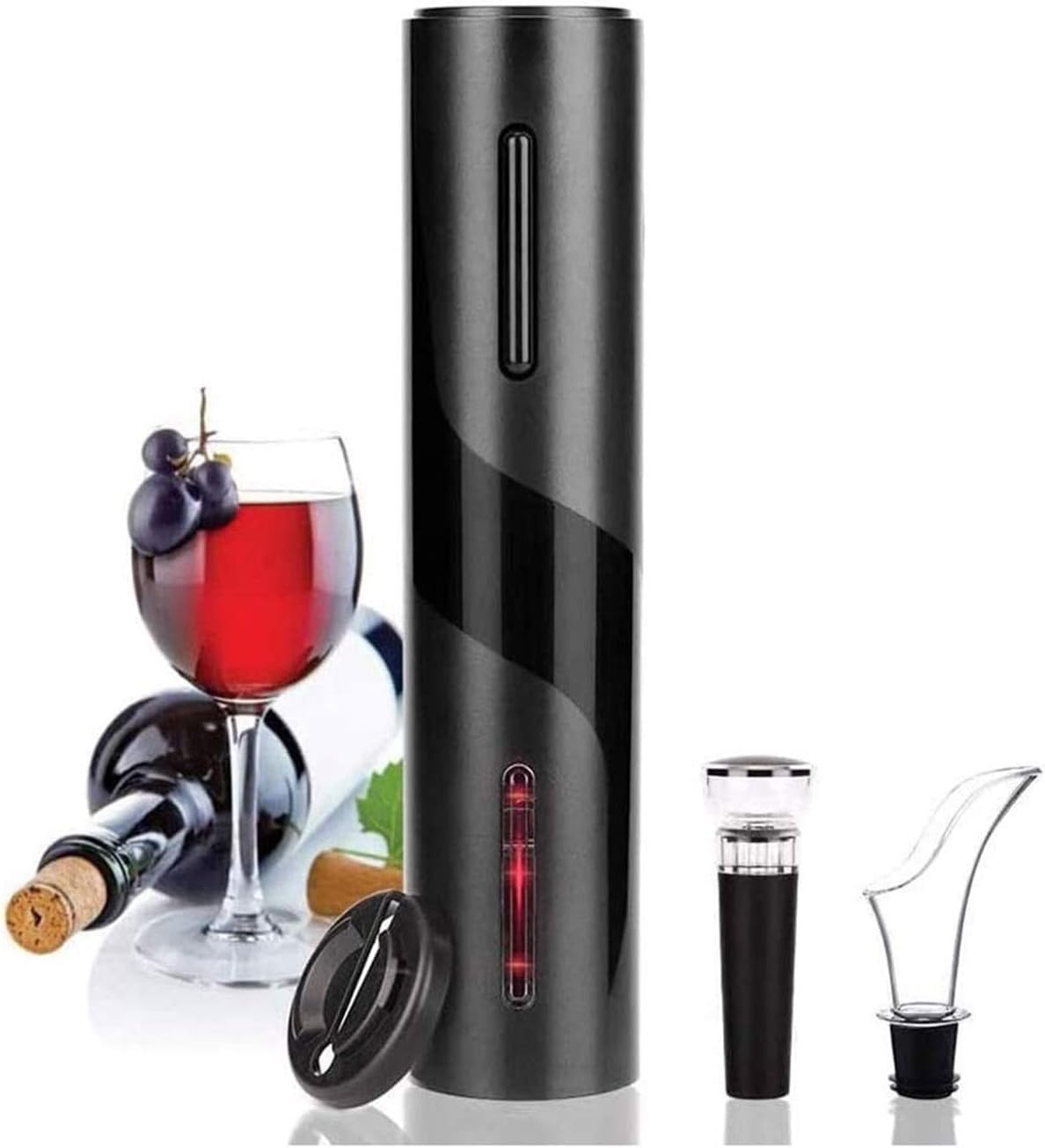 Electric Wine Opener Set Automatic Corkscrew Bottle contains Foil Cutter Stopper with Time Mark and Aerator Pourer for Party Dating 4-in-1 Gift