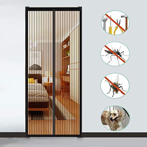 Fliegengitter Balkontür Fliegengitter Tür90x210 cm Magnetischer Fliegenvorhang Moskitonetz Automatisches Schließen Insektenschutz für Balkontür Wohnzimmer Terrassentür Klebemontage ohne Bohren Cover