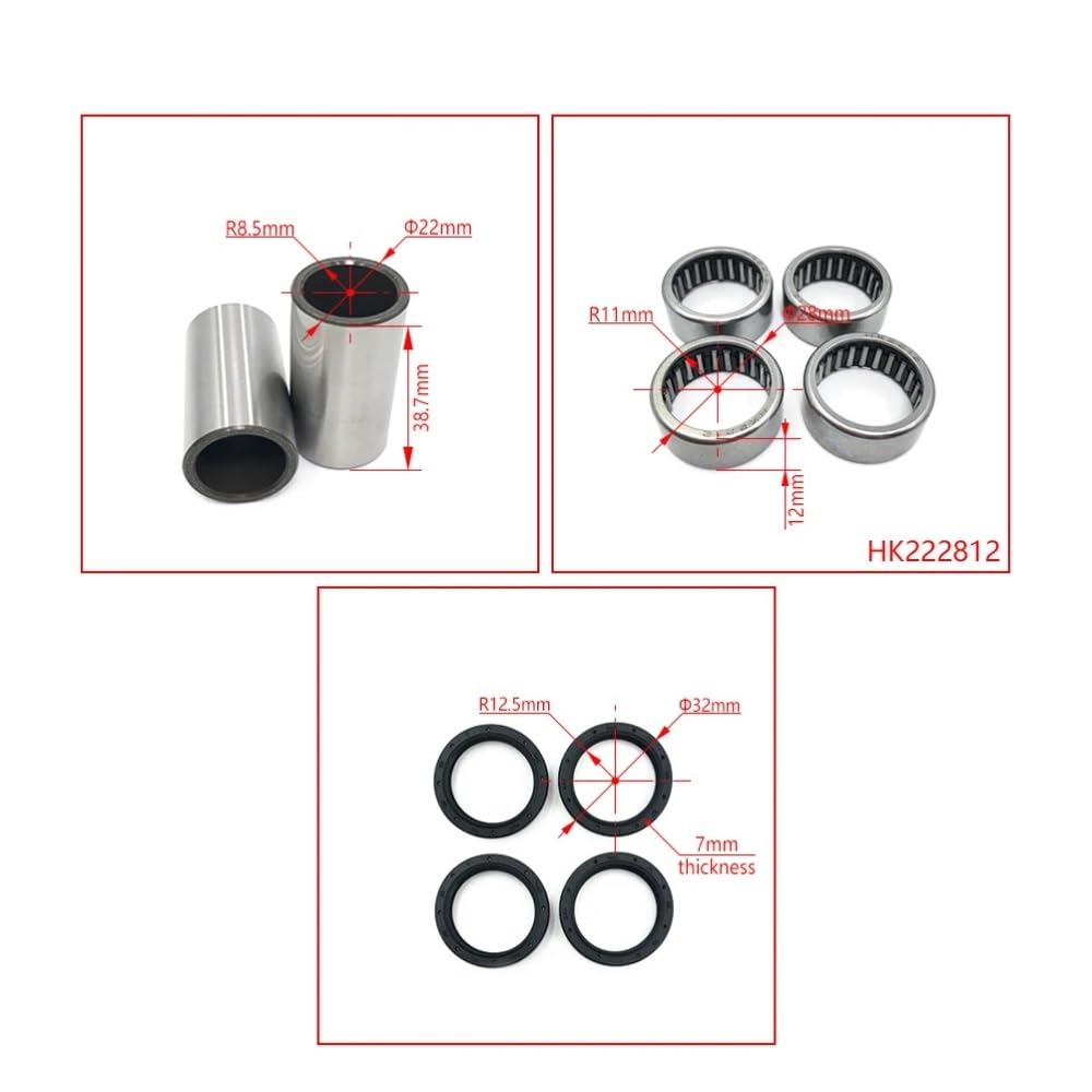 Zestaw tulei uszczelniacza łożyska wahacza Husq Husa 250 350 450 | Zestaw łożysk i tulei uszczelnienia olejowego wahacza dla Husq Husa FS FC TE TX FX 250 350 450 TE300i(Full Set)