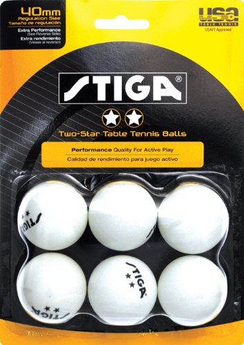 Stiga 2 Star Table Tennis Ball (6 Pack), White #TOP24