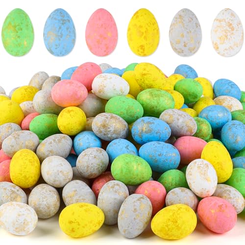 Larber 200 Pièces Oeufs de Mini Pâques Faux œuf avec des Motifs en Feuille d'or Multicolores...
