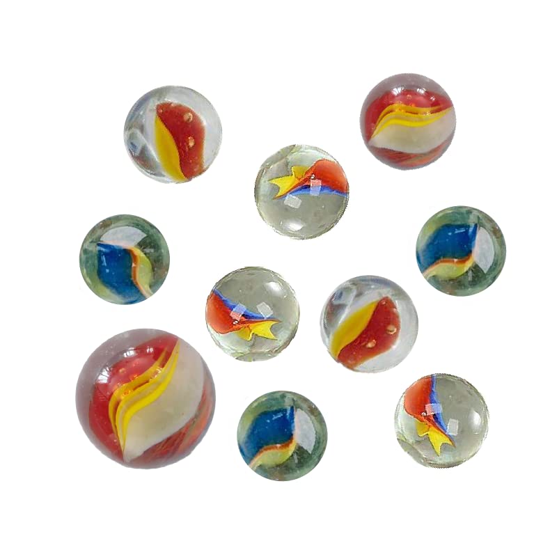 mesbilles - 10 Billes en Verre Oeil de Chat - 9 Billes et 1 Calot