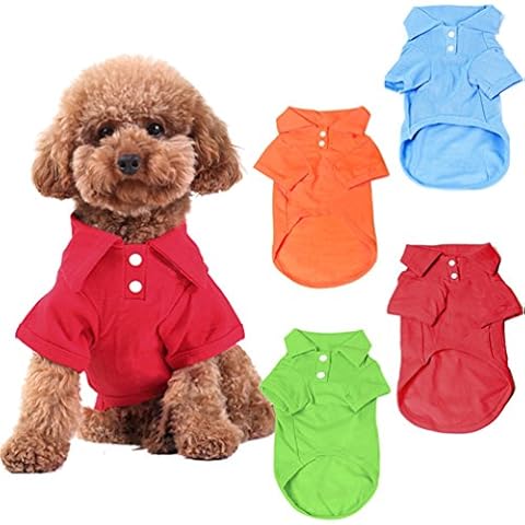 KINGMAS 4 Pack Dog T-Shirts for Small Pets Cover