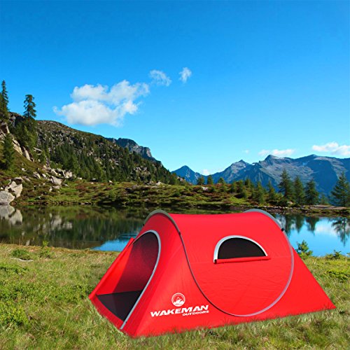 Carpa Pop Up para 2 Personas con Puerta Doble Capa Roja miniatura 6
