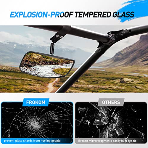 Image of Frokom UTV Rear View Mirror, RZR center rear view mirror for 1.75 inch-2 inch Roll Bar Cage fits Polaris RZR 1000 XP Turbo PRO XP R Talon pioneer 1000 YXZ 1000 Teryx Kawasaki Mule,Convex&Adjustable