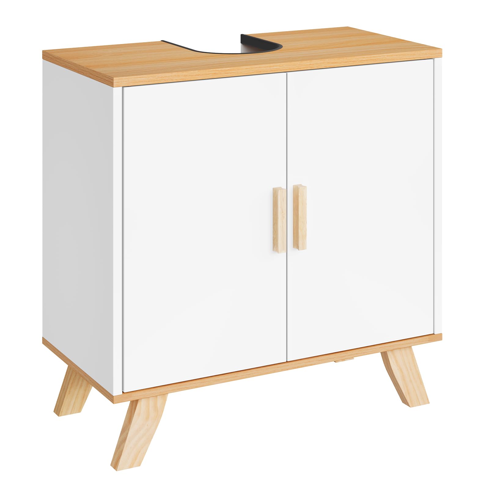 EUGAD Waschbeckenunterschrank Unterschrank Badezimmerschrank Waschtisch Badschrank mit 2 Türen 60 x 30 x 60 cm Weiß
