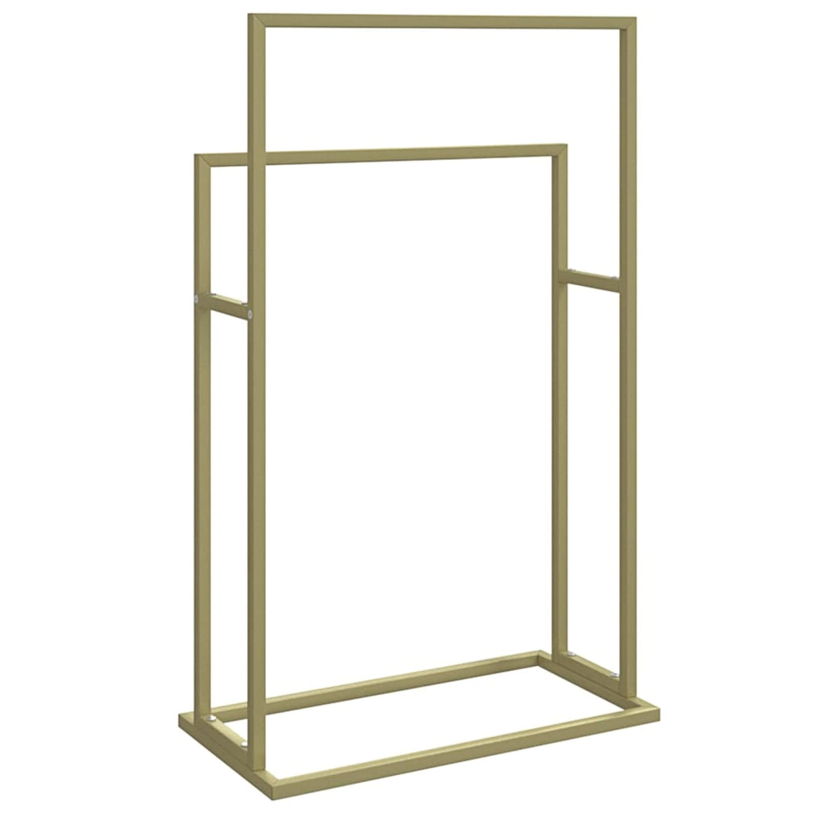 Homgoday Toallero independiente dorado de 48 x 24 x 78,5 cm de hierro, organizador de estante de baño, estante de almacenamiento de ducha, soporte para champú de baño, accesorios de baño, hogar y