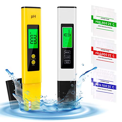 Yodeace Medidor Cloro y ph Piscinas,TDS PH EC Temperatura, Medidor de EC con 6 Polvos de Calibración para Agua Potable, Piscina de Acuar