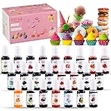 VARIOS COLORES INCREÍBLES: 24 colores de alimentos brillantes ofrecen una paleta de colores deslumbrante para todo lo que hornea y cocina. ¡Cada color es de 10 ml! ¡Crea la obra maestra que piensas con los mejores colores para alimentos!
