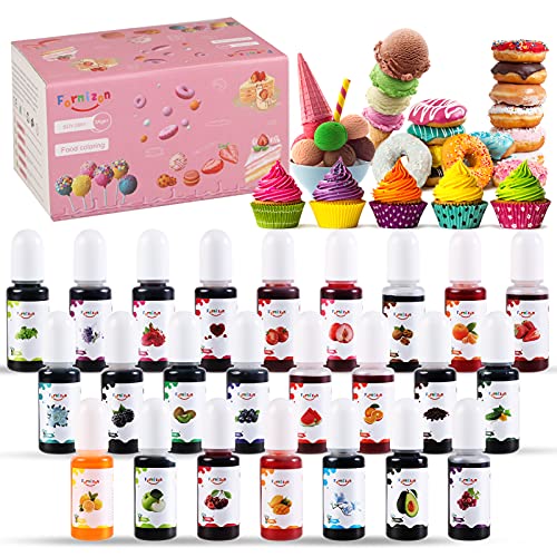 FORMIZON Lebensmittelfarbe 24 Farben, Lebensmittelfarbe Flüssig, Hochkonzentrierte Lebensmittel Farben Set für Kuchen Backen, Food Coloring und Kunsthandwerk Einfärben, Fondant, Kekse - 10ml jeder