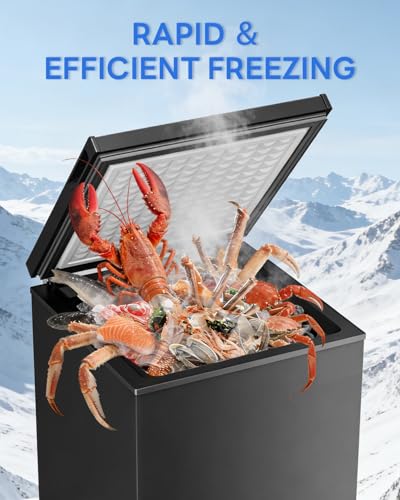 Image of Electactic 3.5 Cu. Ft Chest Freezer, Ultra-Low Temperature (-40F-12F), Small Deep Freezer with Removable Basket Free Standing Top open Door Perfect for Home Dorm, Office,Bar, Kitchen Black