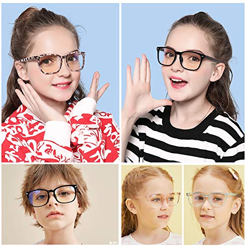 Image of KUGUAOK 2 PACK Kids Blue Light Blocking Glasses, Boys Girls Computer Gaming TV Glasses, Lightweight Eyeglasses Frame (Age 4 to 12)