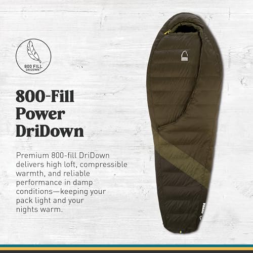 Image of Sierra Designs Cloud 20 Degree DriDown Sleeping Bag Ultralight Zipperless Down Sleeping Bag for Backpacking and Camping
