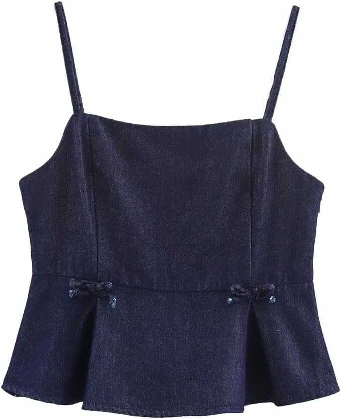 Women's Button-Decorated Pleated Camisole Top